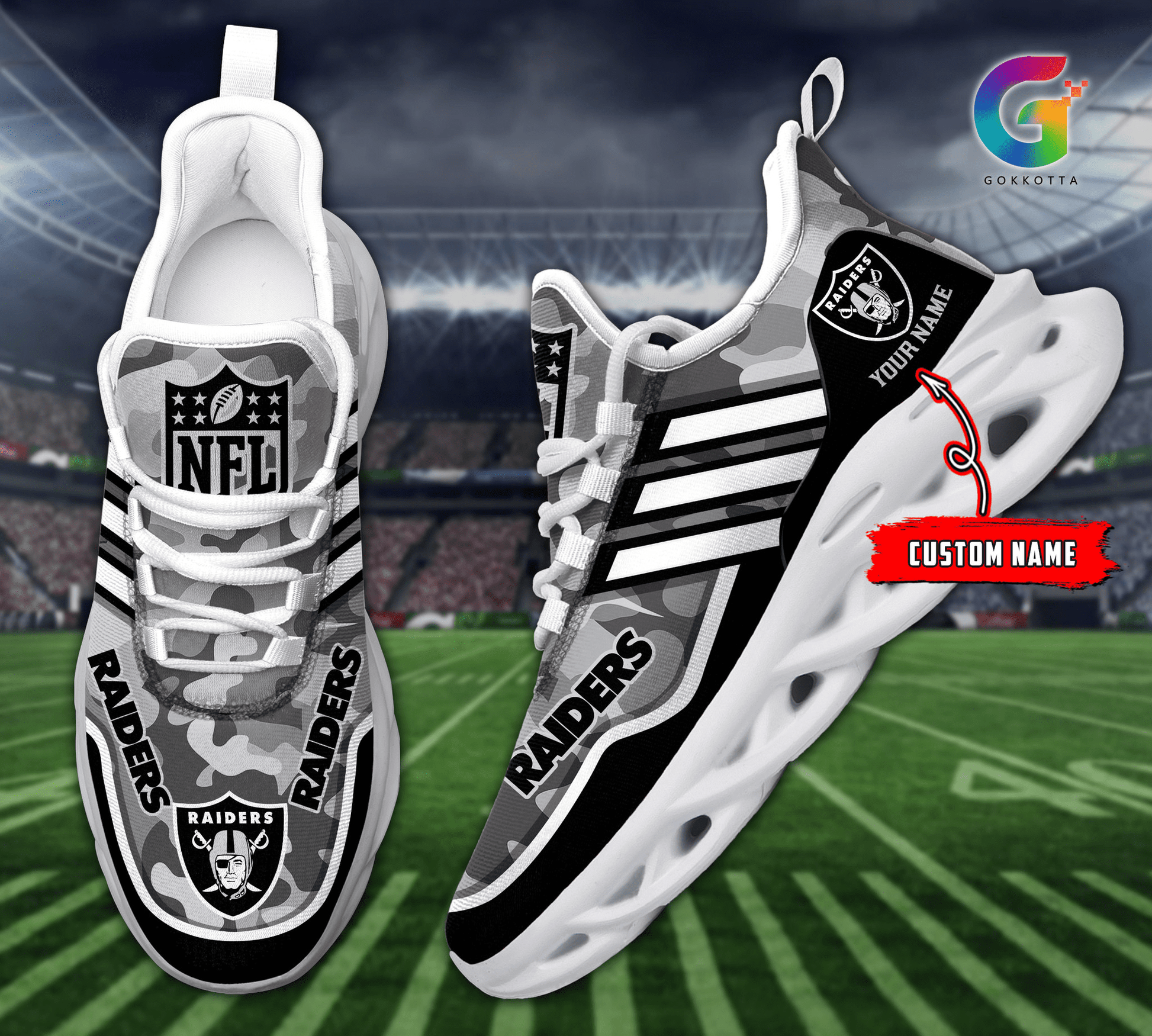 FoxnFish Las Vegas Raiders Max Soul Shoes Sneakers For Men And Women