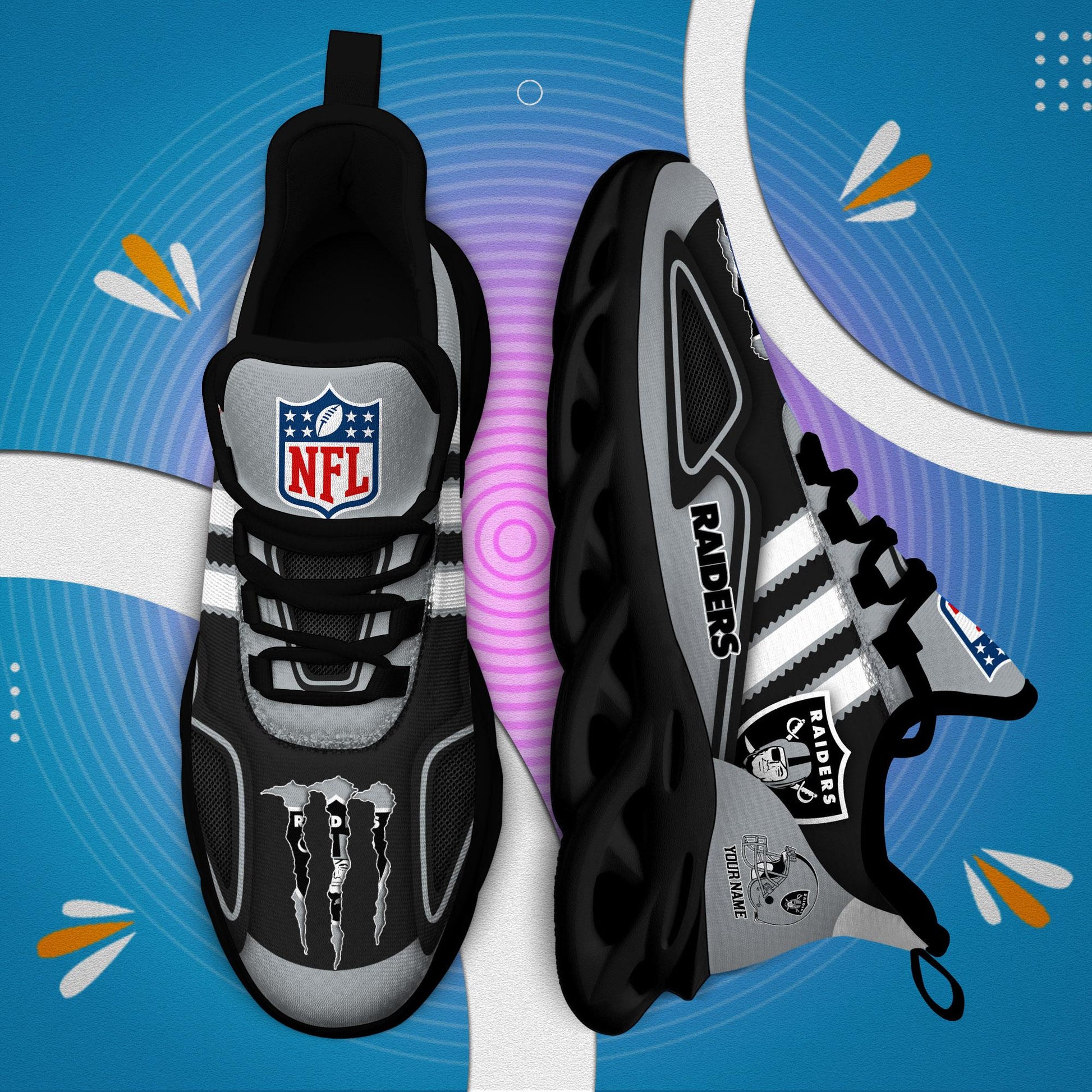 FoxnFish Las Vegas Raiders Max Soul Shoes Sneakers For Men And Women