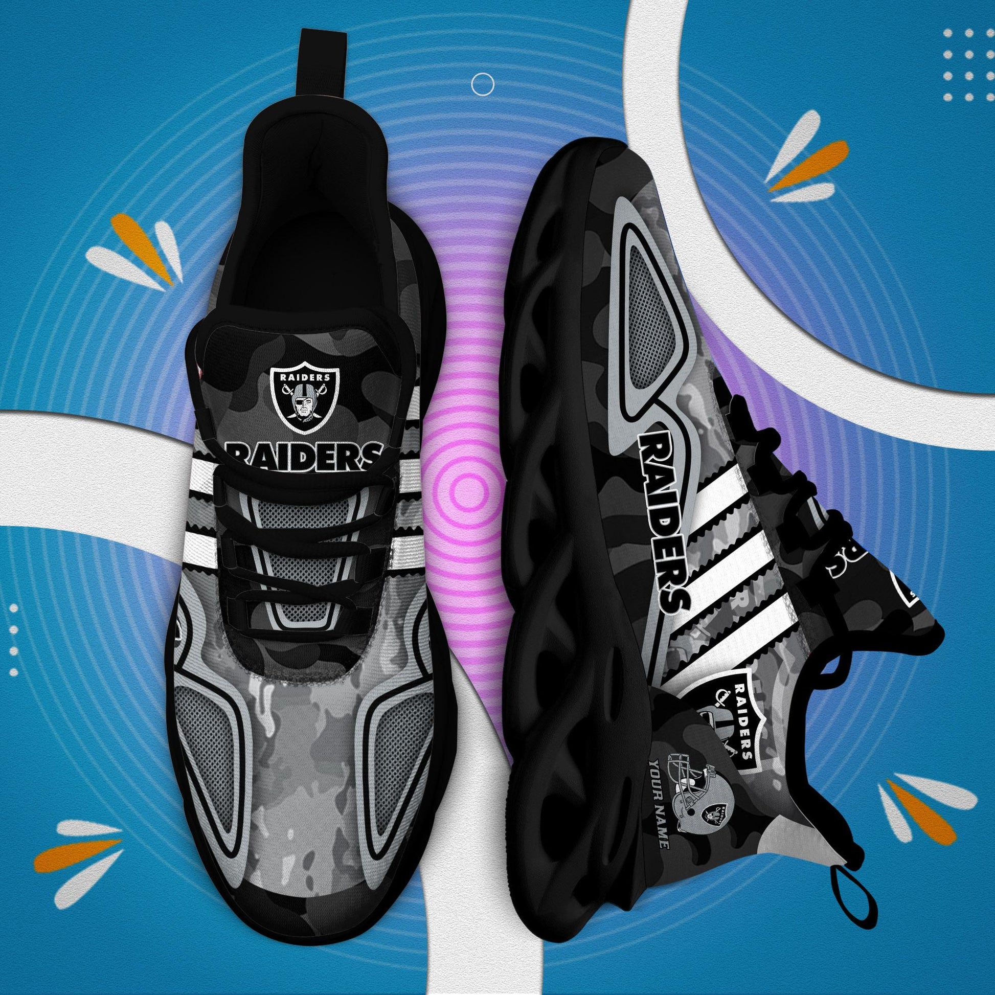 FoxnFish Las Vegas Raiders Max Soul Shoes Sneakers For Men And Women