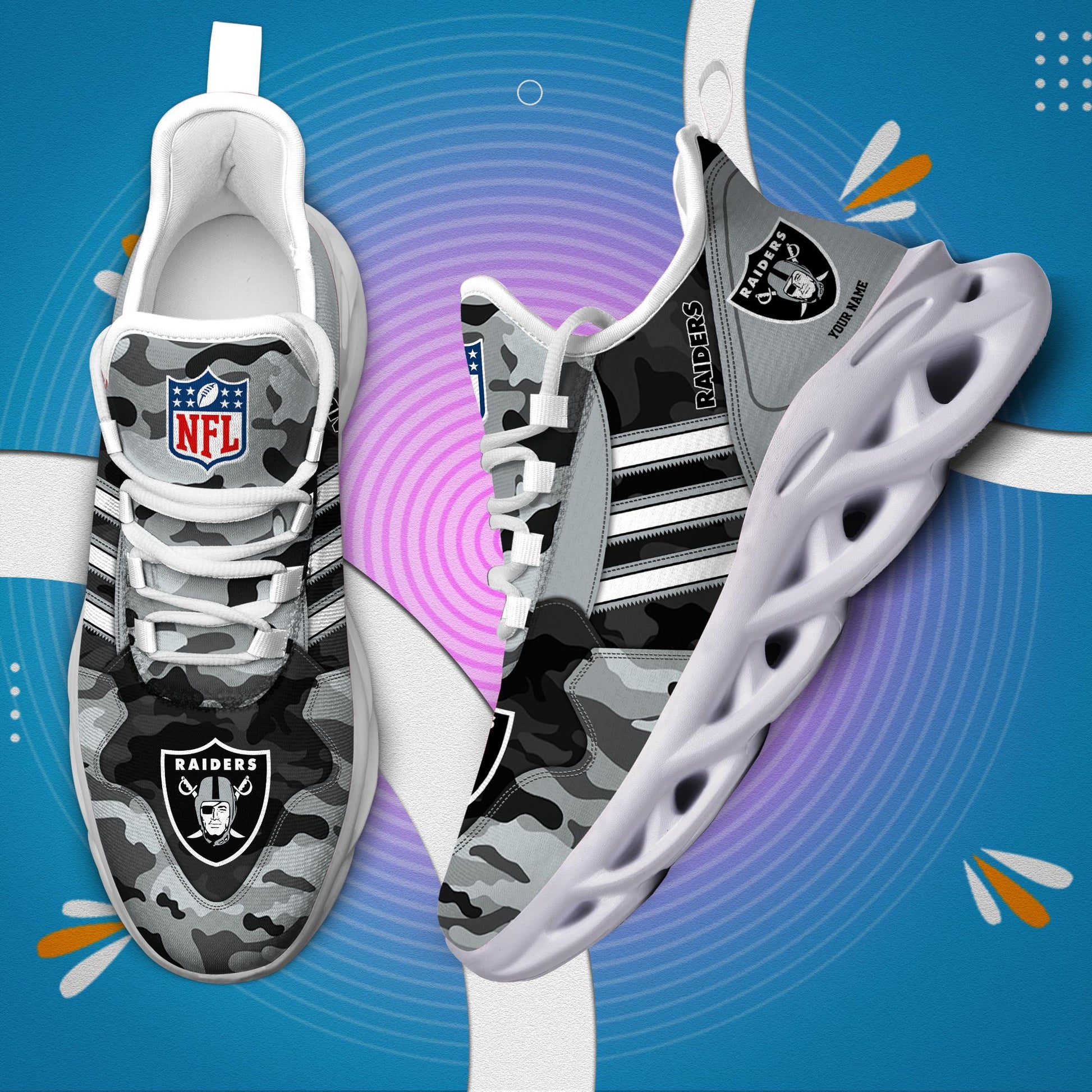 FoxnFish Las Vegas Raiders Max Soul Shoes Sneakers For Men And Women