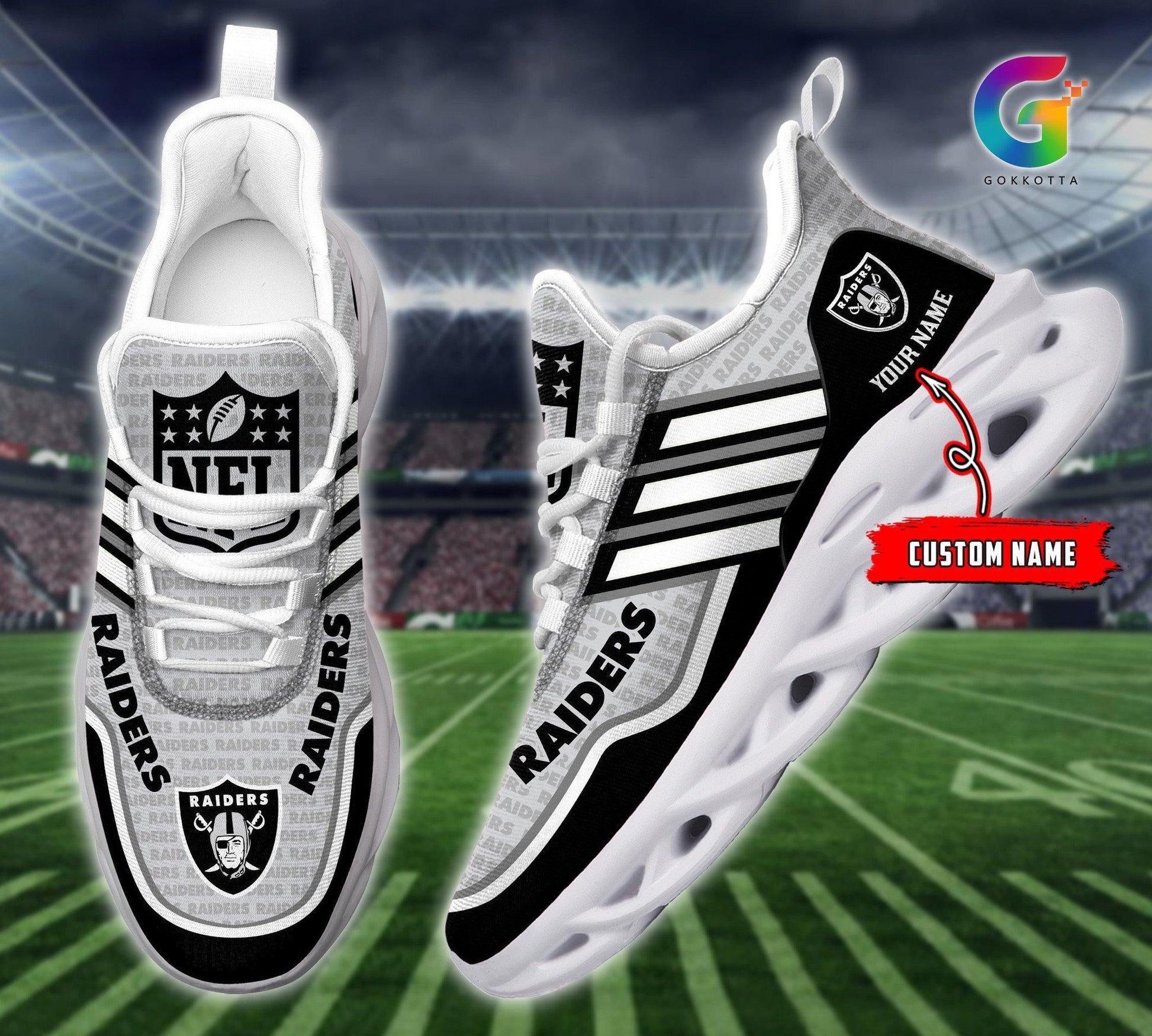 FoxnFish Las Vegas Raiders Max Soul Shoes Sneakers For Men And Women