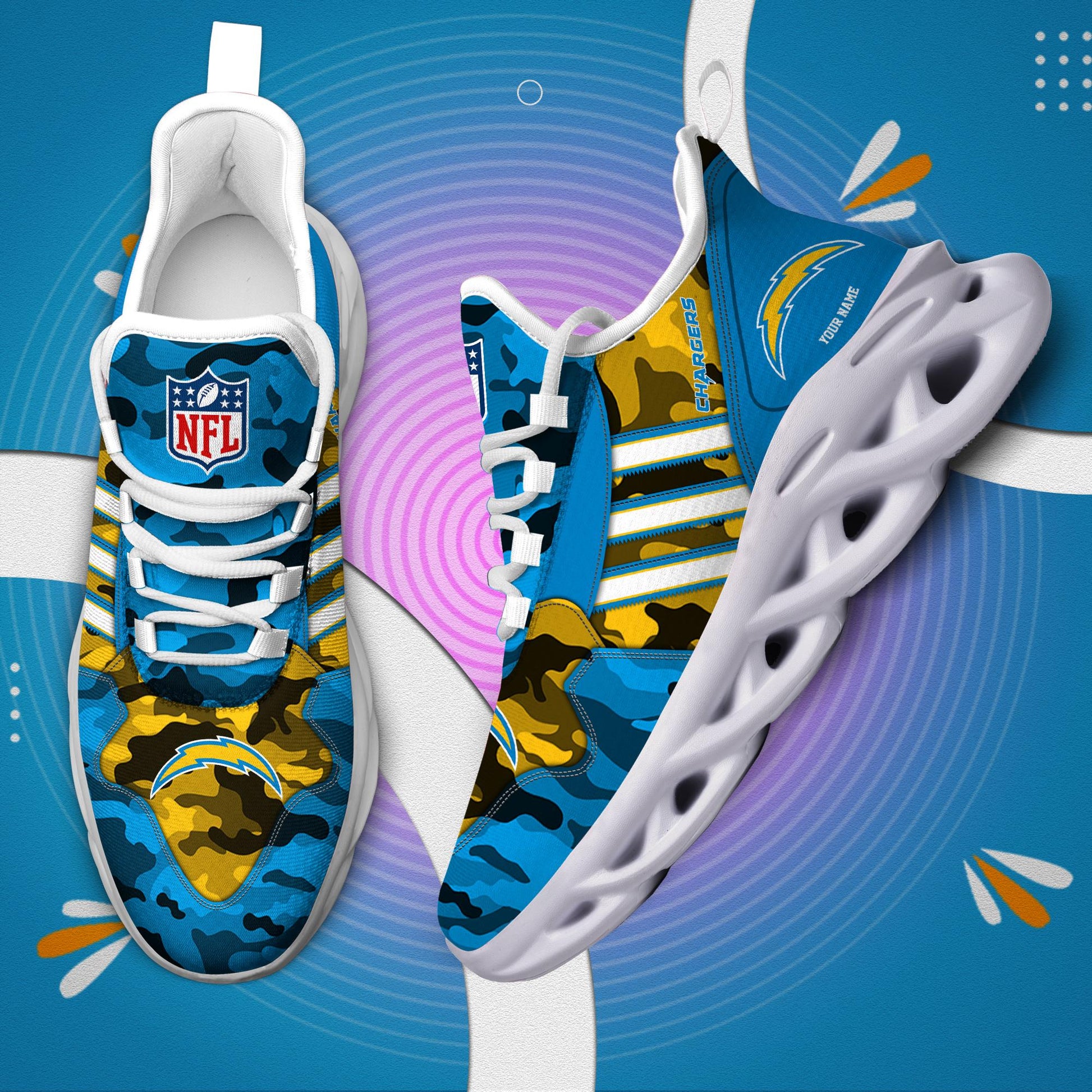 FoxnFish Los Angeles Chargers Max Soul Shoes Sneakers For Men And Women