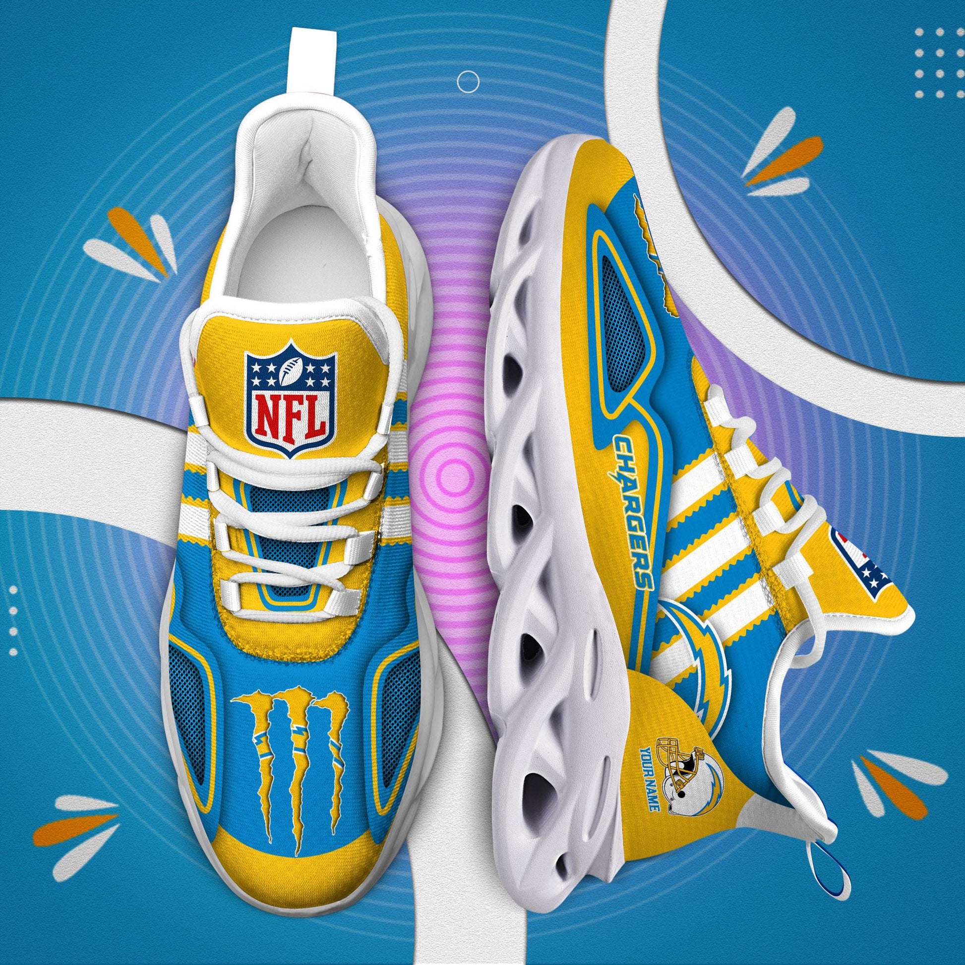 FoxnFish Los Angeles Chargers Max Soul Shoes Sneakers For Men And Women