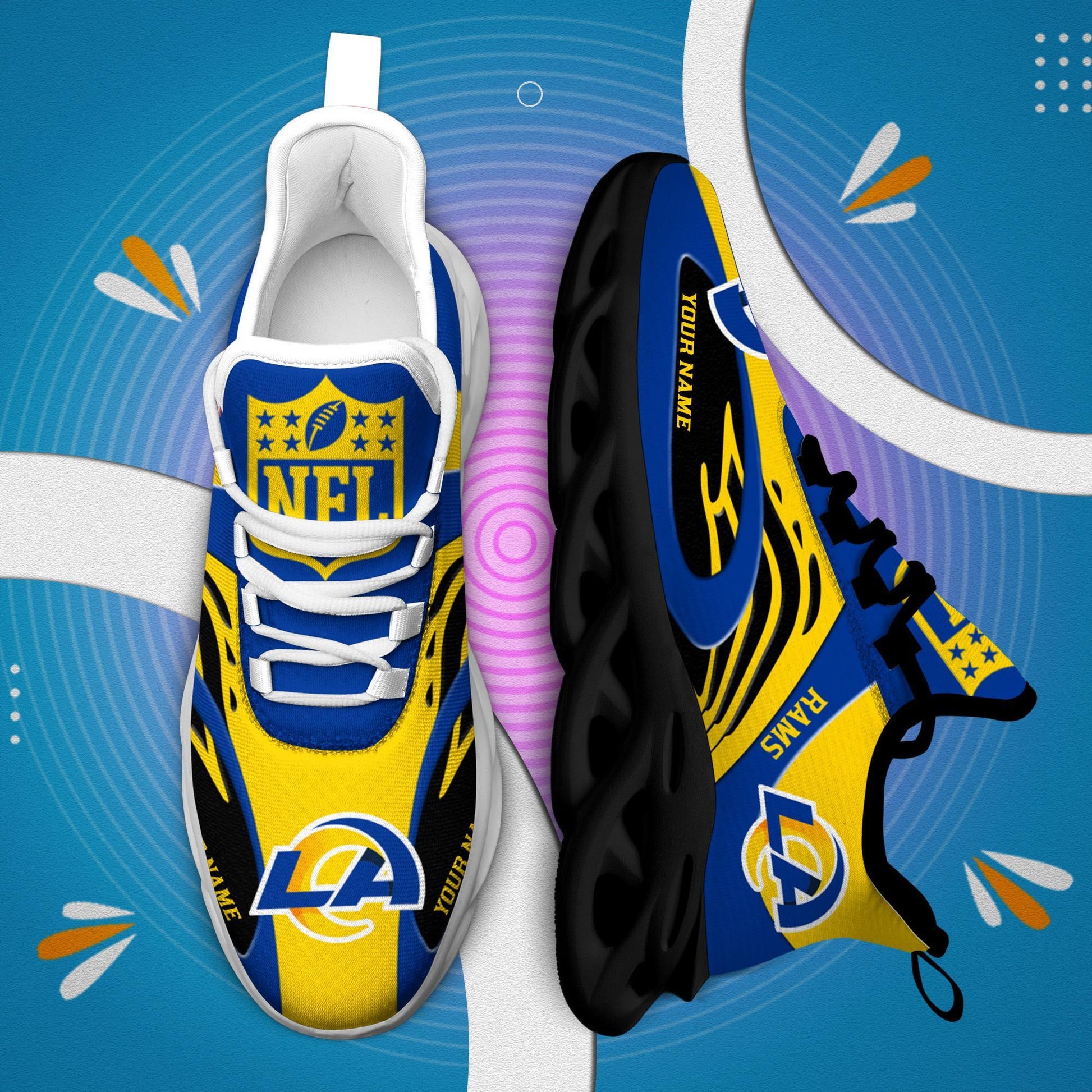 FoxnFish Los Angeles Rams Max Soul Shoes Sneakers For Men And Women