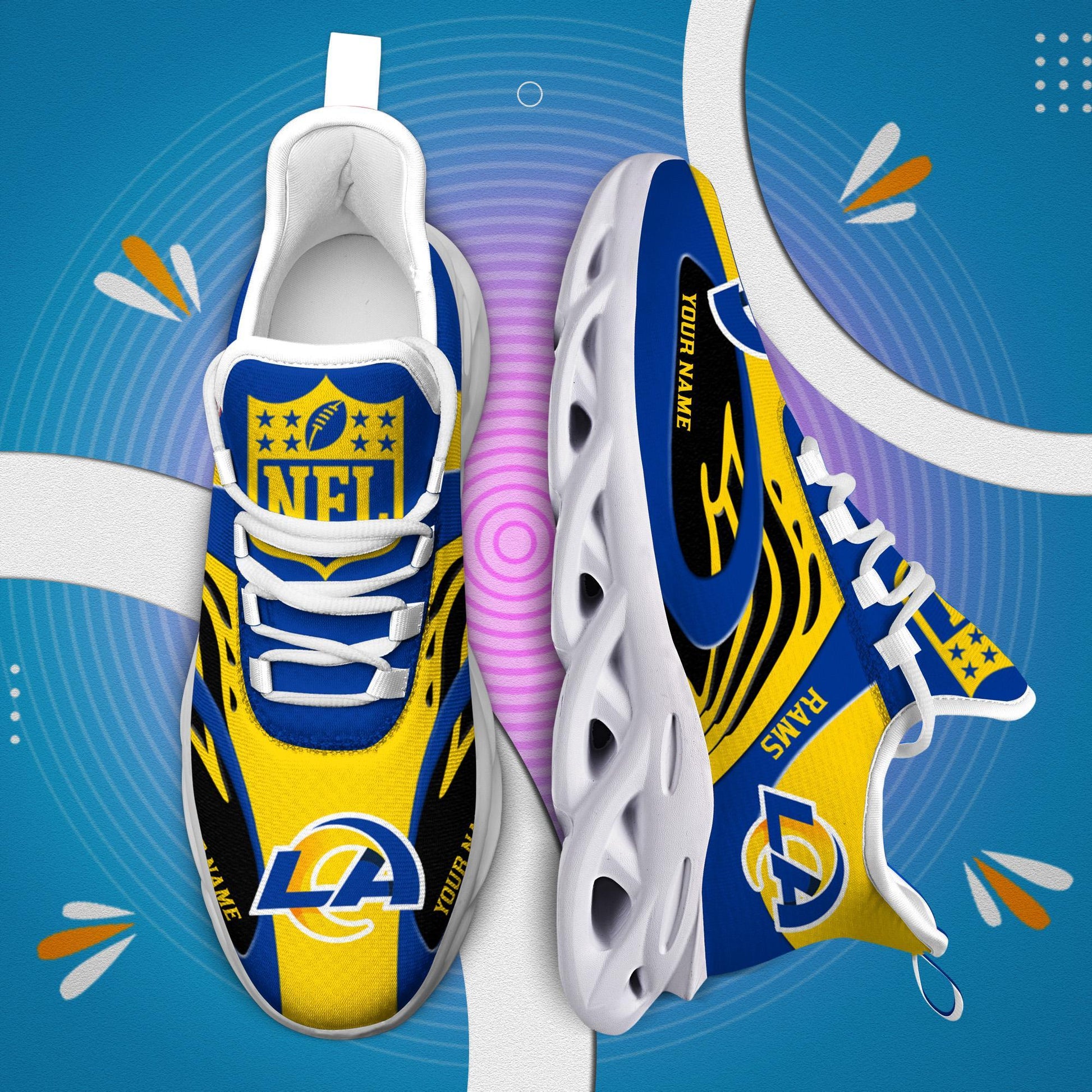 FoxnFish Los Angeles Rams Max Soul Shoes Sneakers For Men And Women