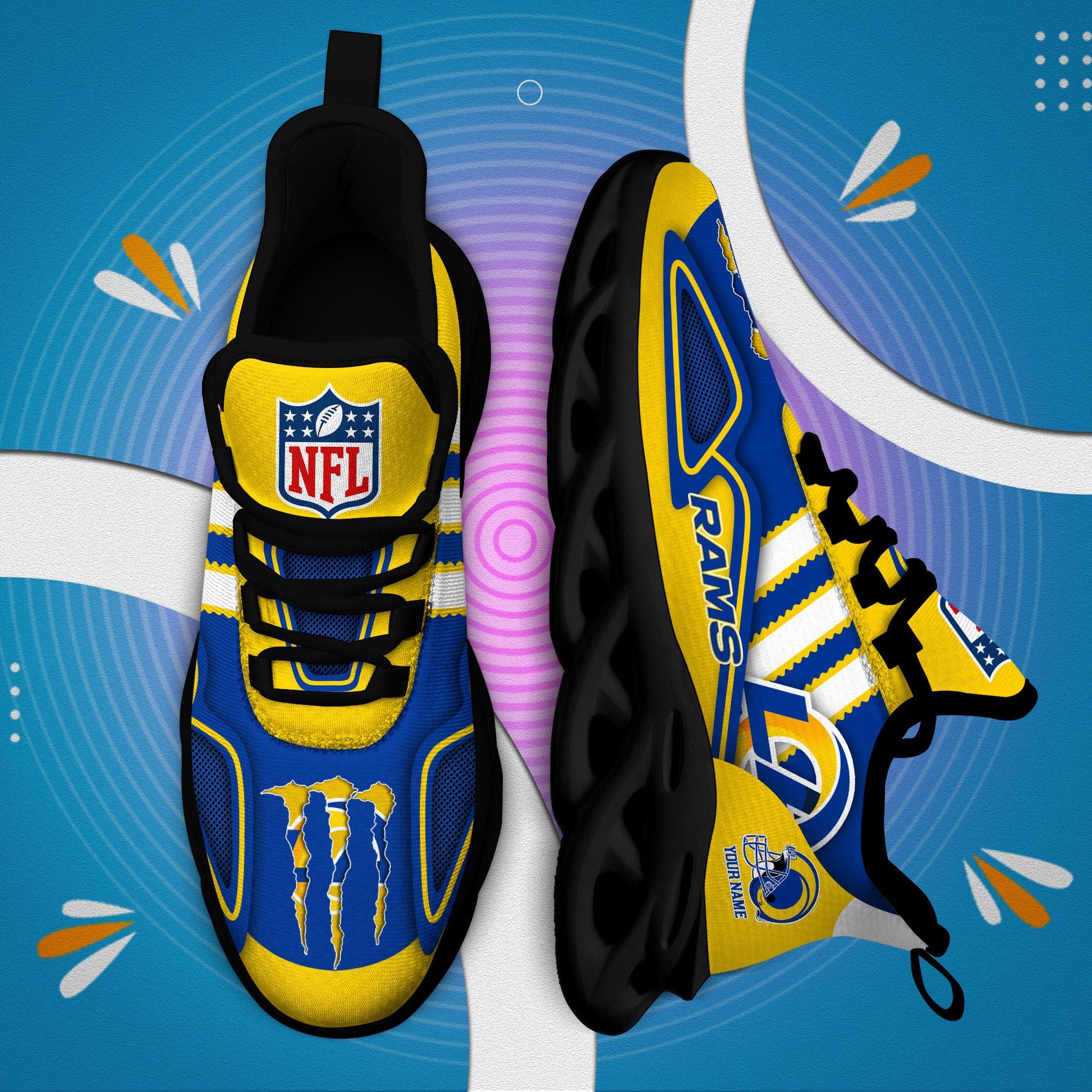 FoxnFish Los Angeles Rams Max Soul Shoes Sneakers For Men And Women