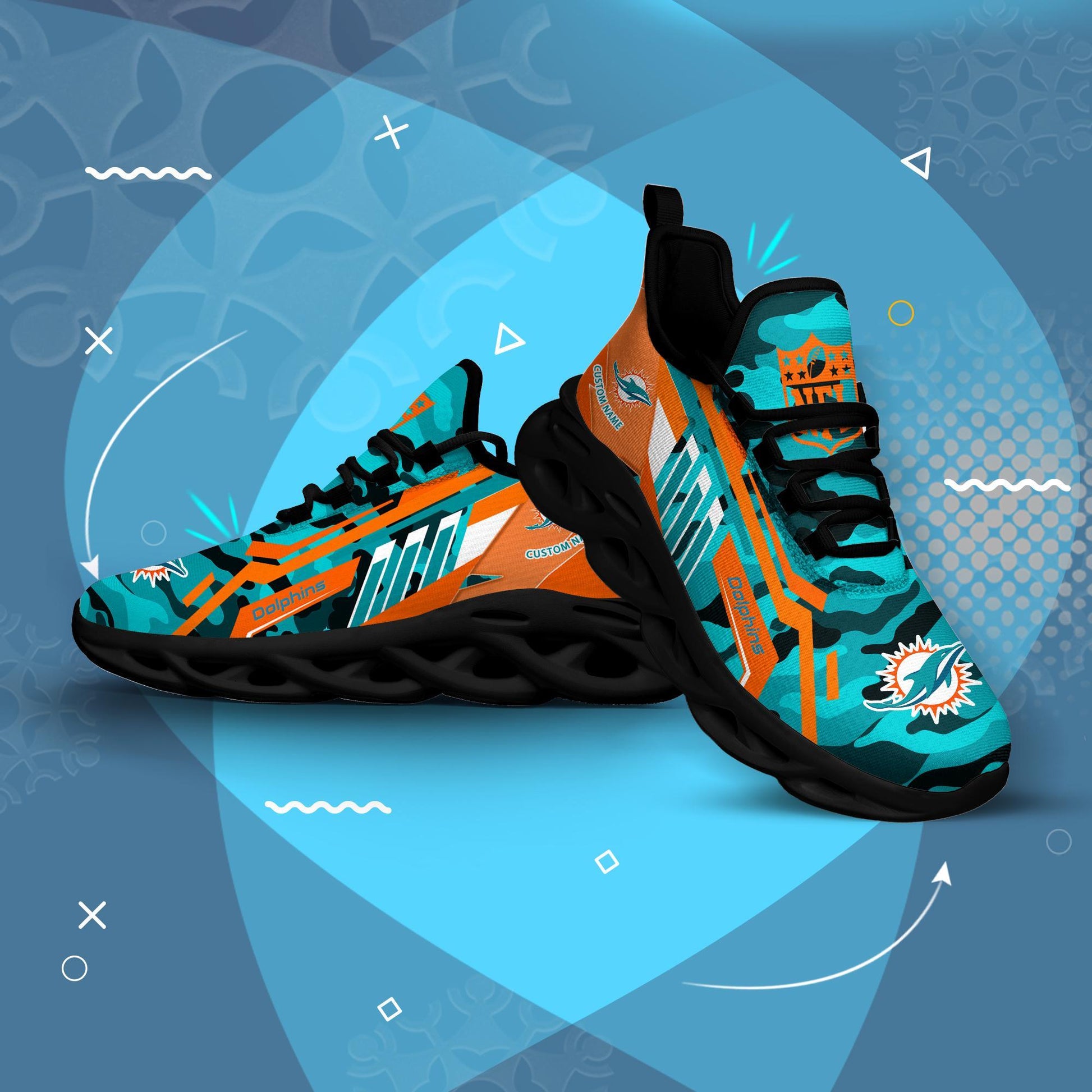 FoxnFish Miami Dolphins Max Soul Shoes Sneakers For Men And Women