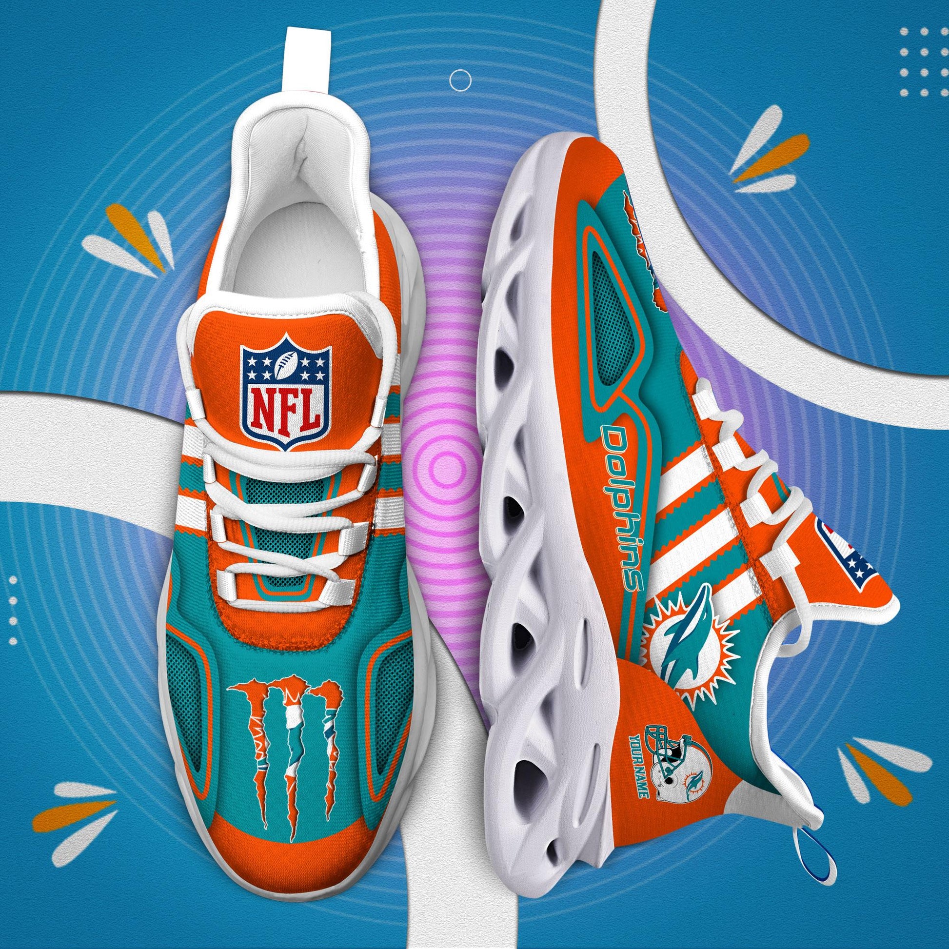 FoxnFish Miami Dolphins Max Soul Shoes Sneakers For Men And Women