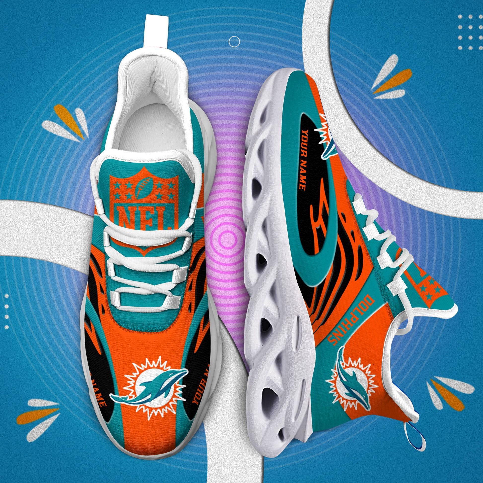 FoxnFish Miami Dolphins Max Soul Shoes Sneakers For Men And Women