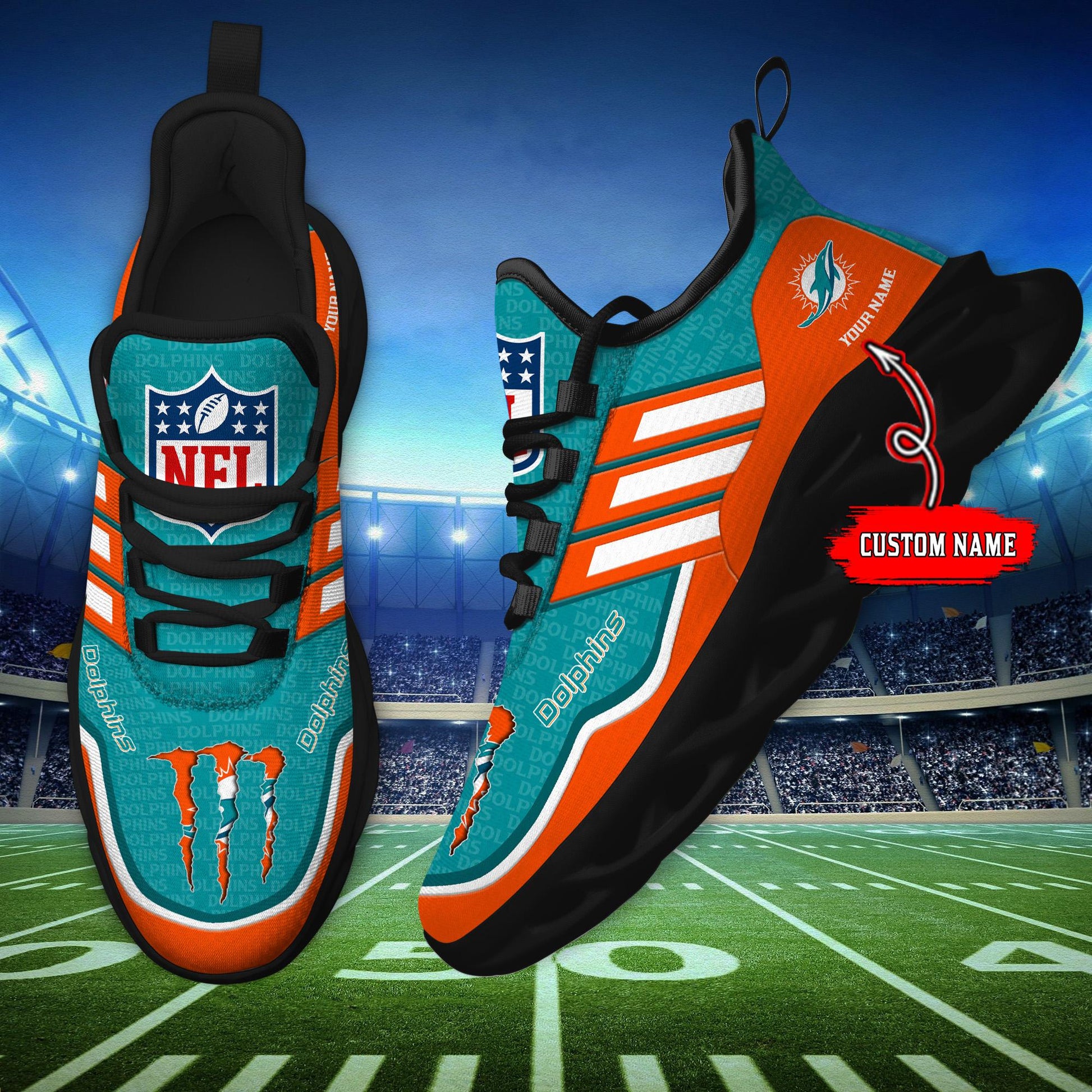 FoxnFish Miami Dolphins Max Soul Shoes Sneakers For Men And Women