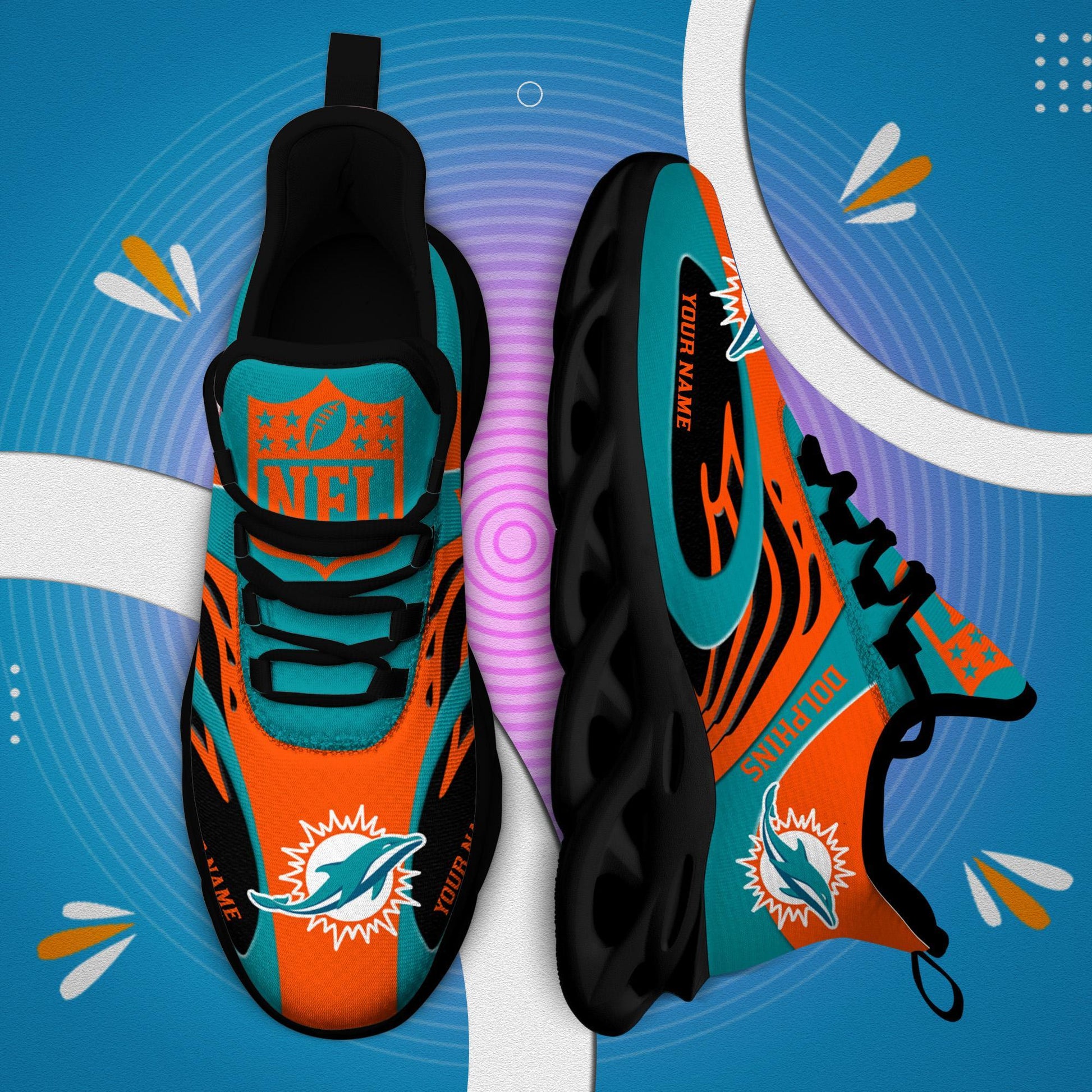 FoxnFish Miami Dolphins Max Soul Shoes Sneakers For Men And Women