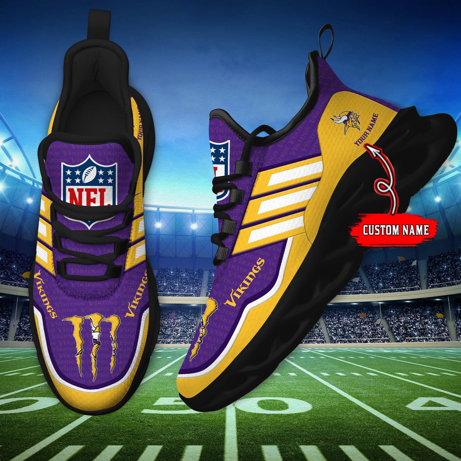 Arcticfootwear Minnesota Vikings Max Soul Shoes Sneakers For Men And Women