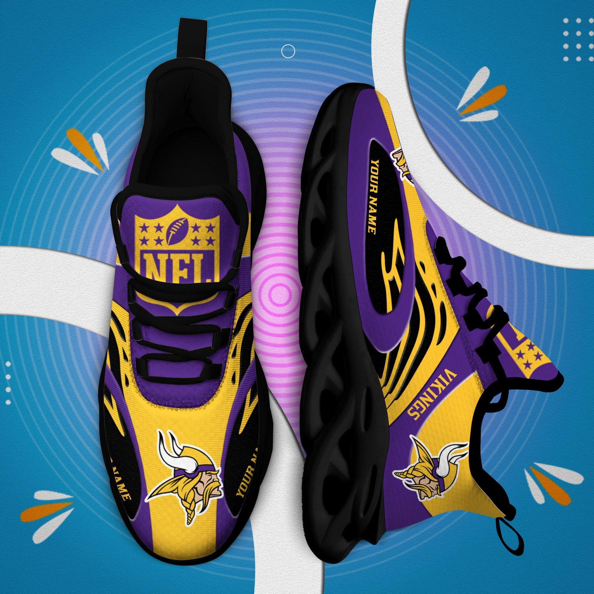 FoxnFish Minnesota Vikings Max Soul Shoes Sneakers For Men And Women