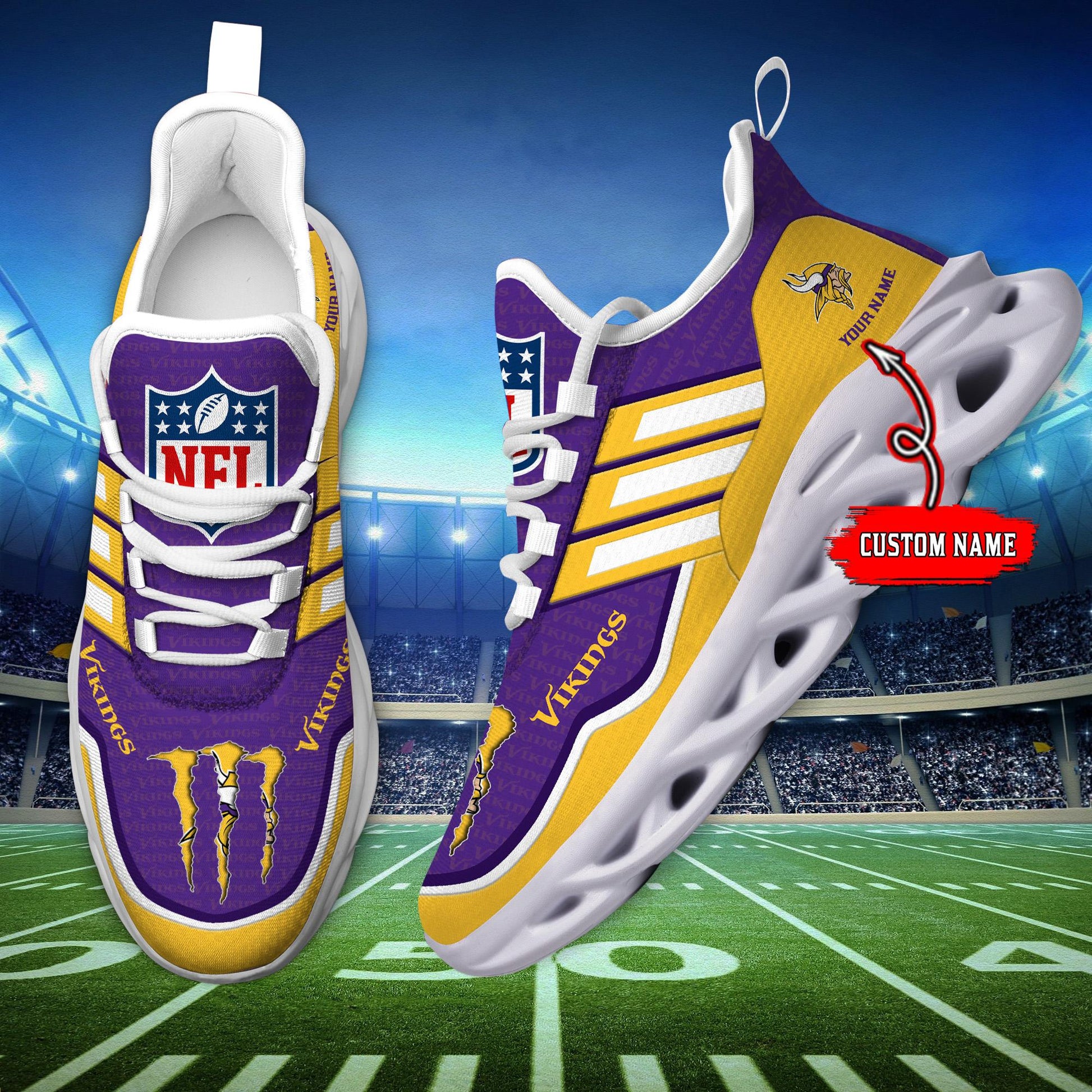 Arcticfootwear Minnesota Vikings Max Soul Shoes Sneakers For Men And Women