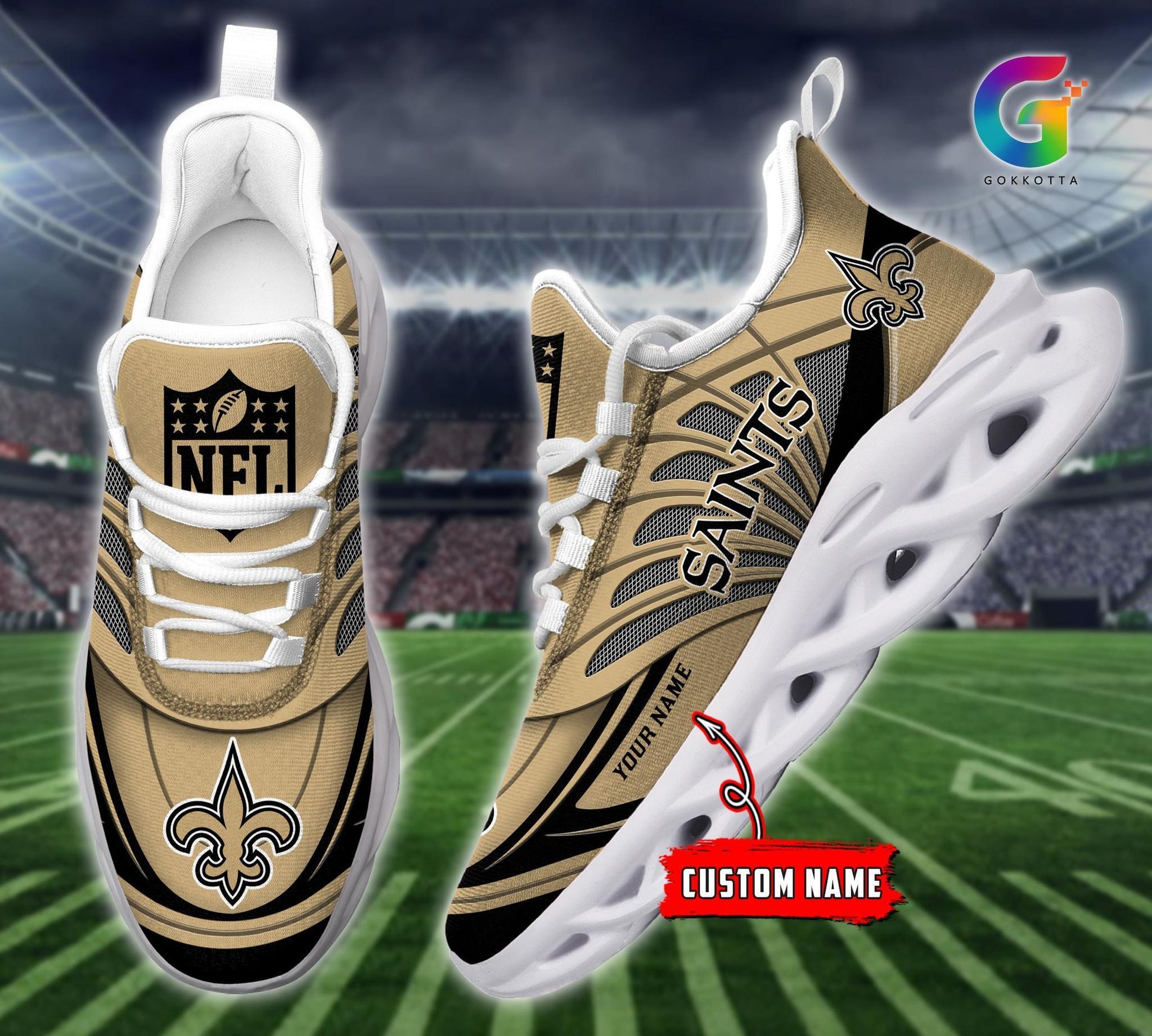 FoxnFish New Orleans Saints Max Soul Shoes Sneakers For Men And Women