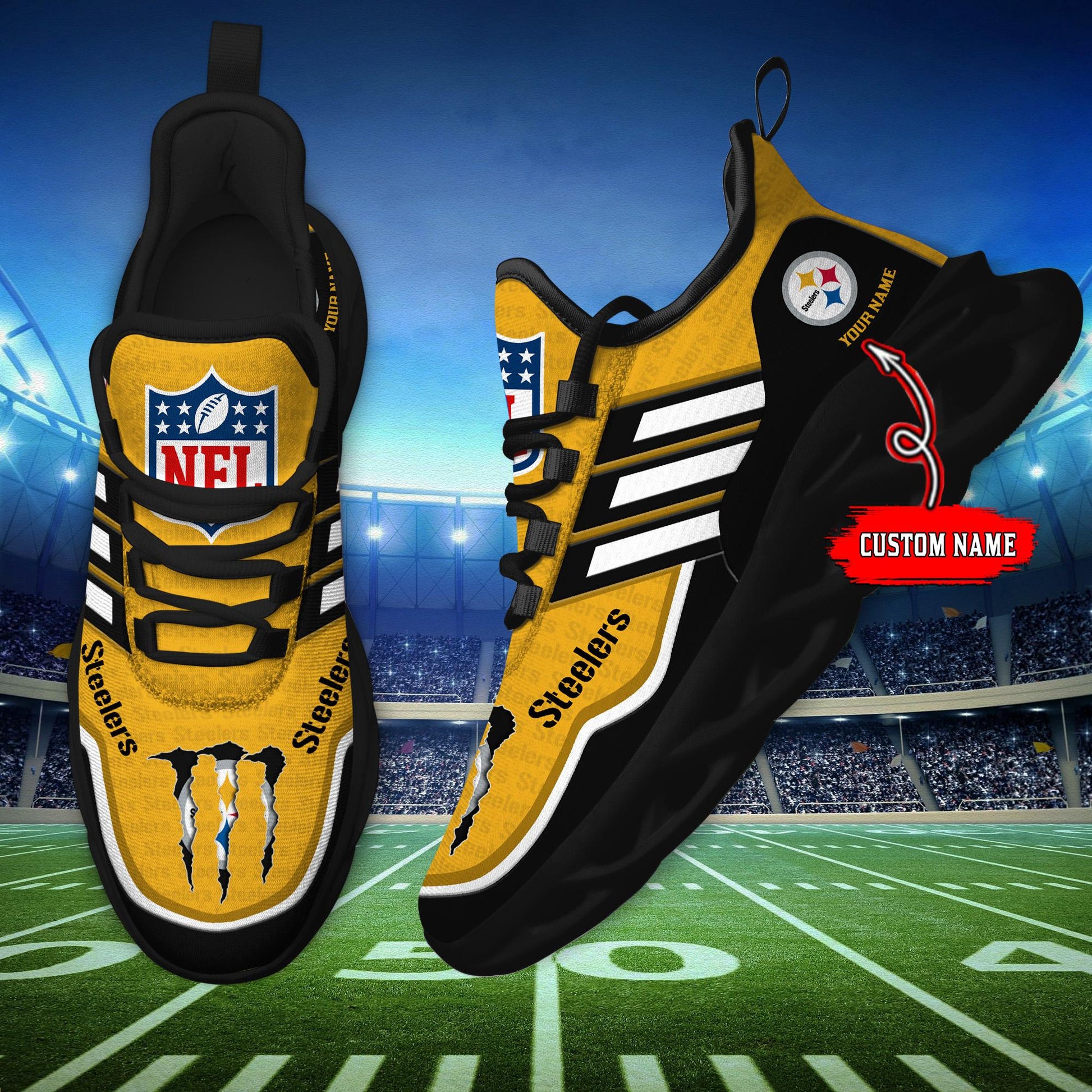 Arcticfootwear Pittsburgh Steelers Max Soul Shoes Sneakers For Men And Women