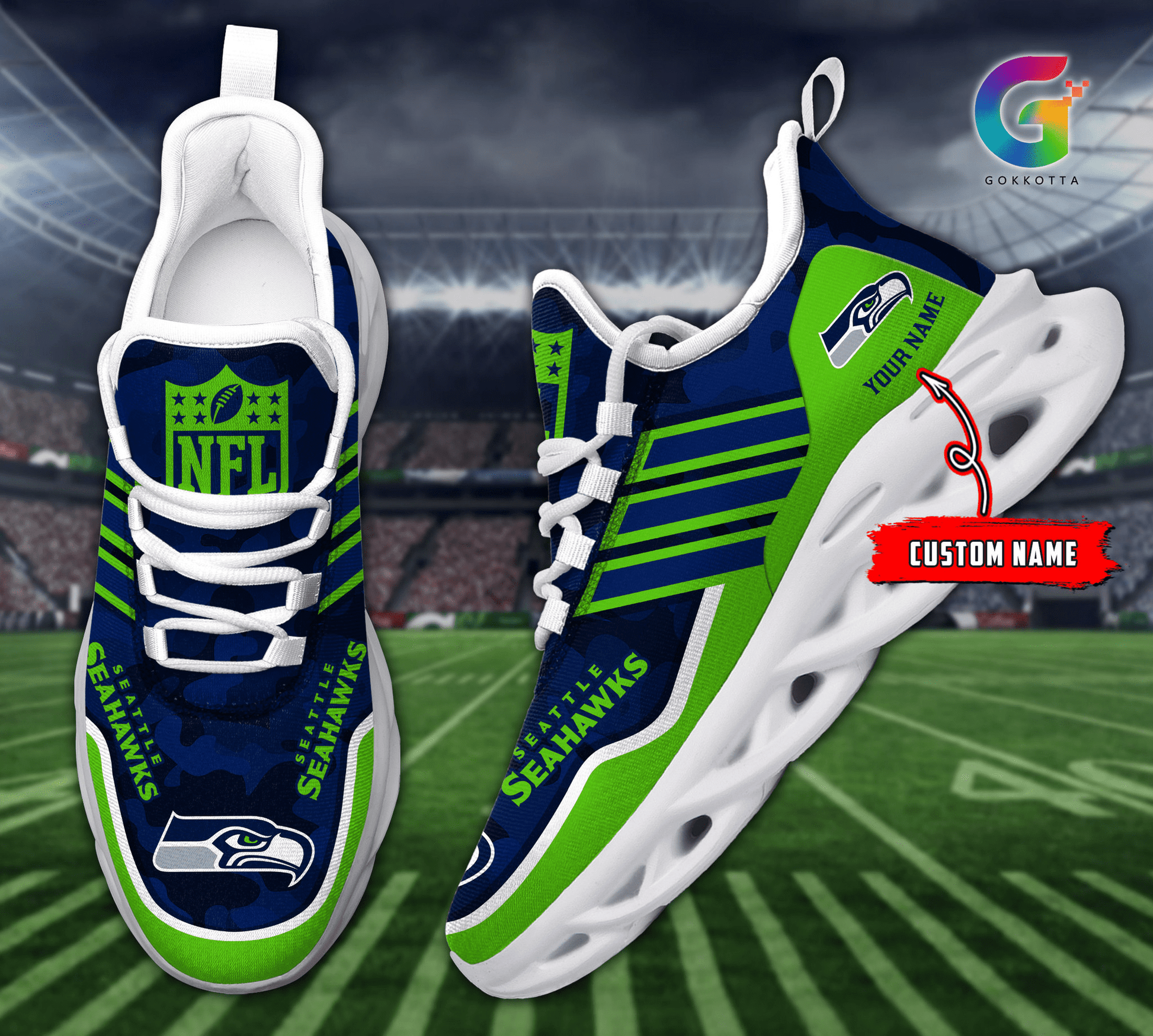 FoxnFish Seattle Seahawks Max Soul Shoes Sneakers For Men And Women