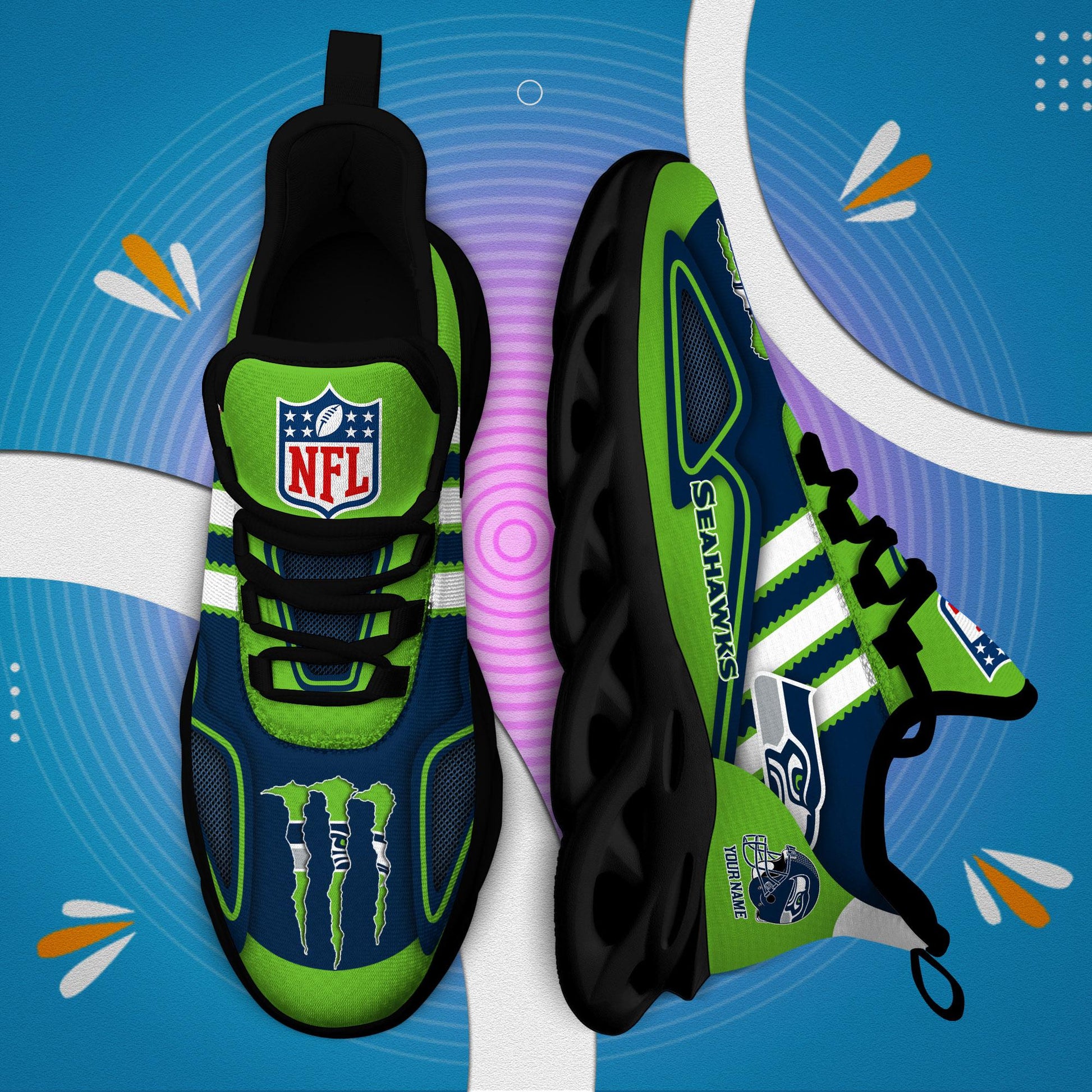 FoxnFish Seattle Seahawks Max Soul Shoes Sneakers For Men And Women