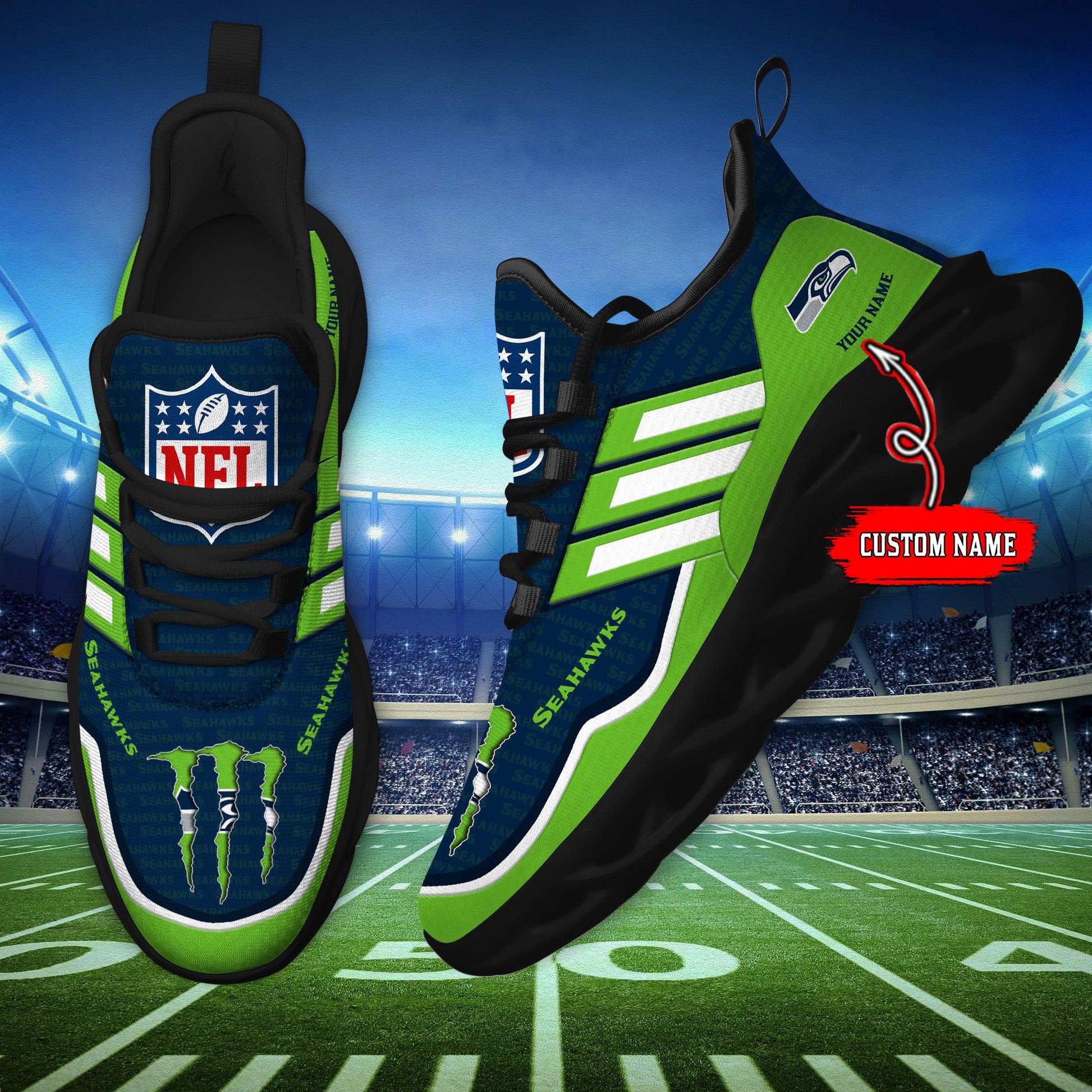 FoxnFish Seattle Seahawks Max Soul Shoes Sneakers For Men And Women