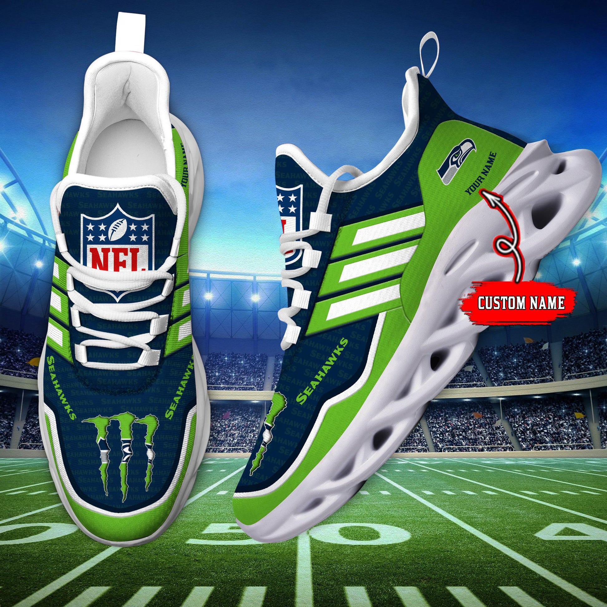 FoxnFish Seattle Seahawks Max Soul Shoes Sneakers For Men And Women