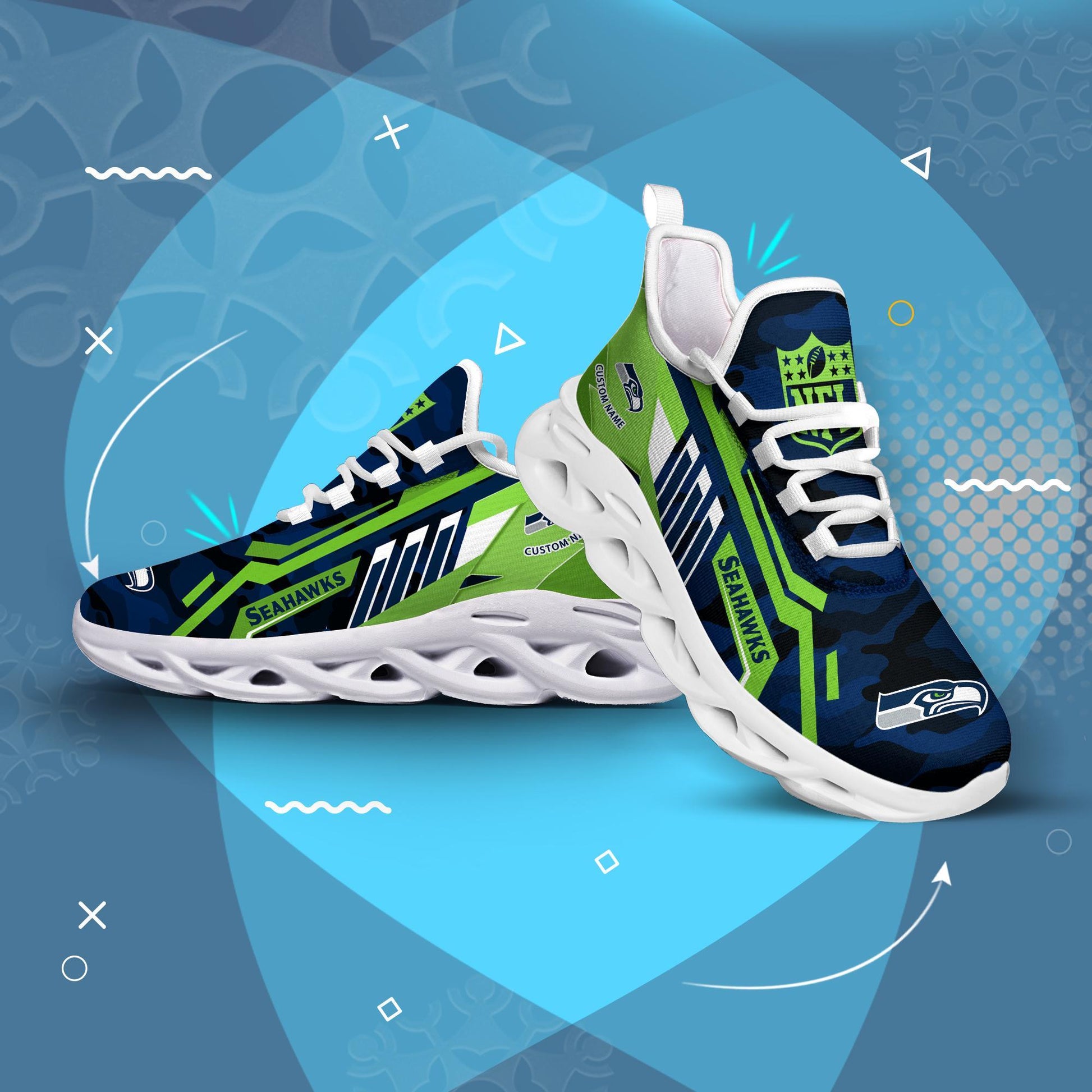 FoxnFish Seattle Seahawks Max Soul Shoes Sneakers For Men And Women