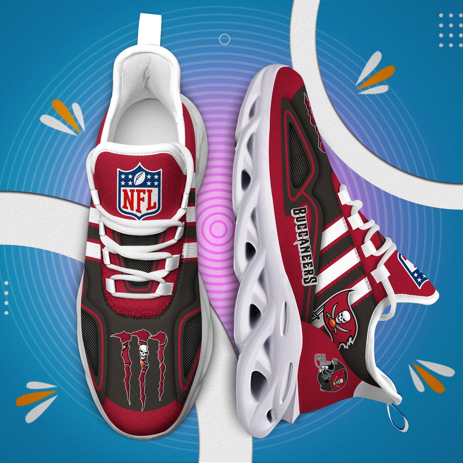 FoxnFish Tampa Bay Buccaneers Max Soul Shoes Sneakers For Men And Women