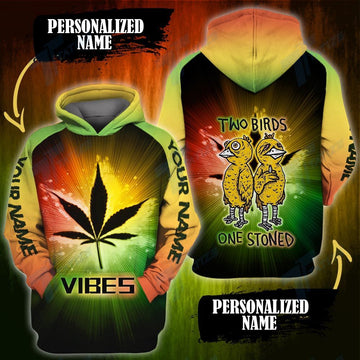 Order Your Own Personalized Custom Name Weed Two Bird One Stoned 3D All Over Print Hoodie Zip-Up Hoodie MWM265089 - Maxwell Mart - Maxwell Mart