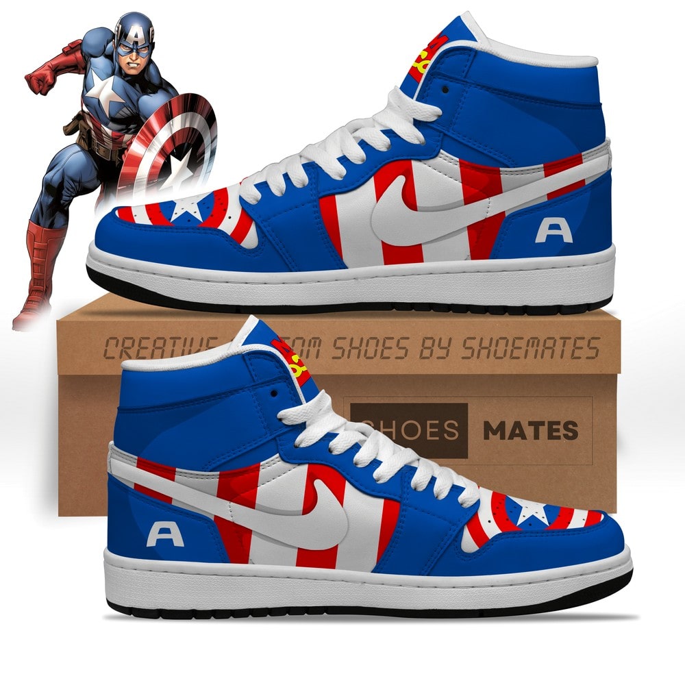 Captain America Air Jordan 1 High Top Shoes