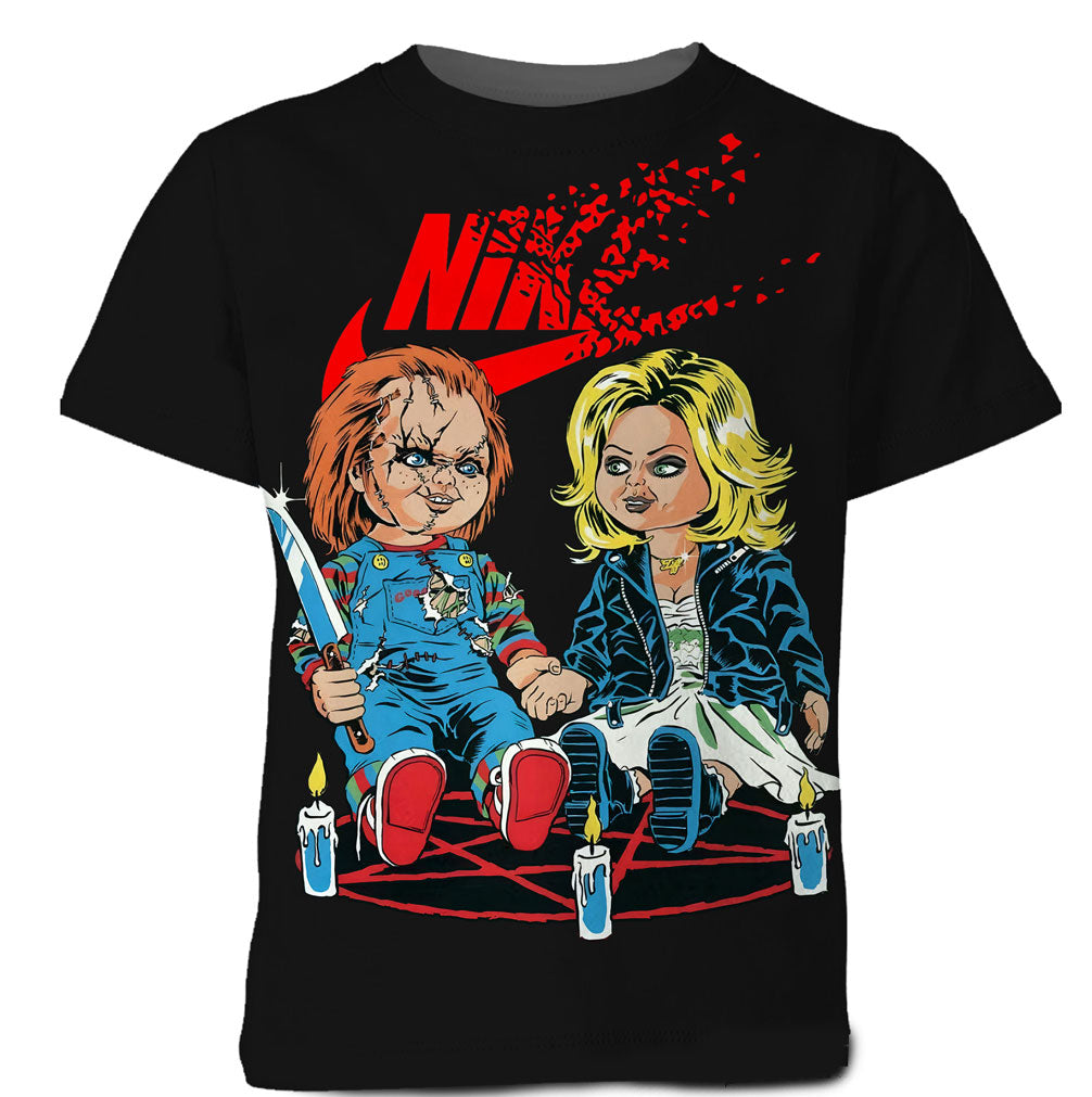 Valentine Gift Couple Gift Chucky and Bride Halloween Couple Shirt Horror Movie Tshirt Adult And Kid Tshirt VA