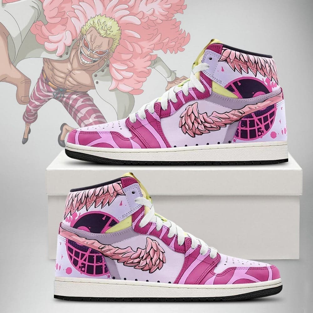 Doflamingo One Piece Air Jordan 1 High Top Shoes SMDOPA1 - Shoesmates