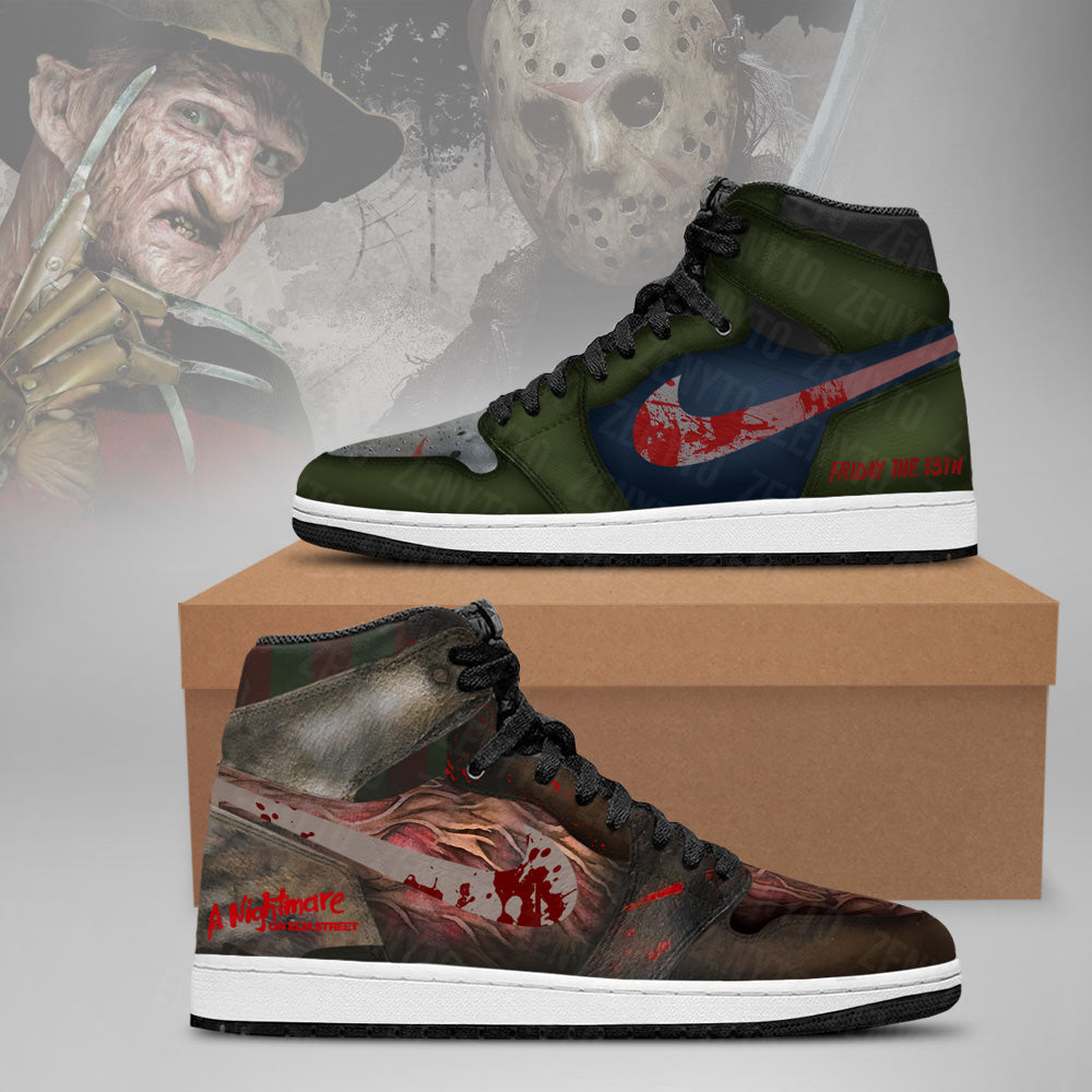 Freddy vs Jason Halloween Air Jordan 1 High Top Shoes Version 2