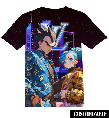 Anime Gift Dragon ball Vegeta and Bulma Fan Tshirt Adult And Kid Tshirt, Night city Goku cool TRG