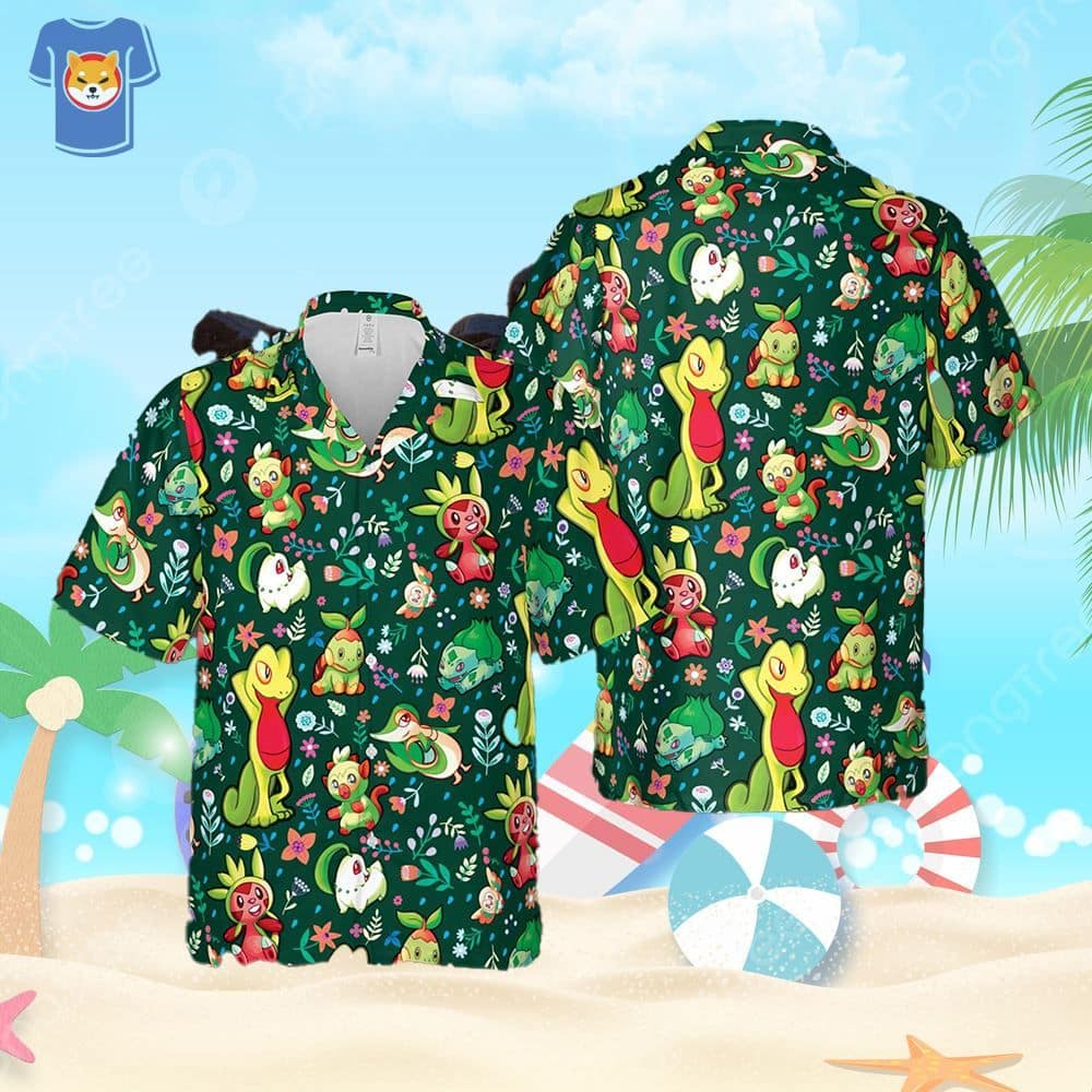 Grass Pokemon Shirt Summer Gift Hawaiian Shirt