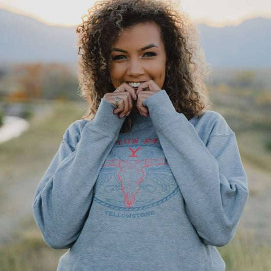 Yellowstone Dutton Ranch Steer Skull Crewneck Sweatshirt