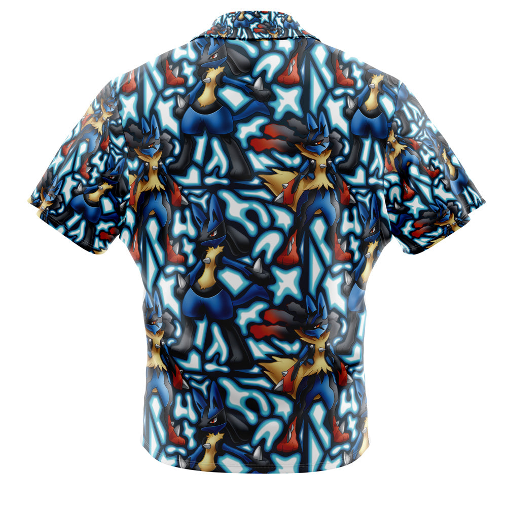 Lucario x Mega Lucario Pokemon Button Up Hawaiian Shirt