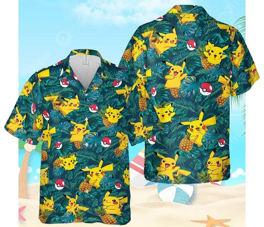 Men's Hawaiian Shirt with Pokemon Anime Inspiration