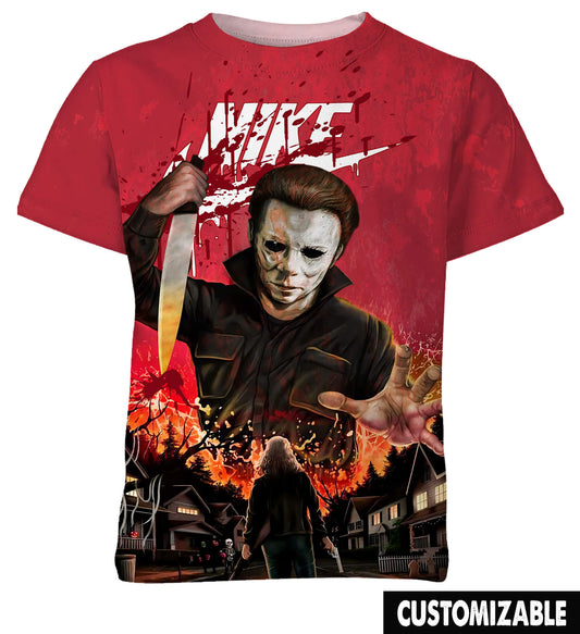 Custom Color Red Halloween Horror Michael Myers Tshirt Adult And Kid Tshirt