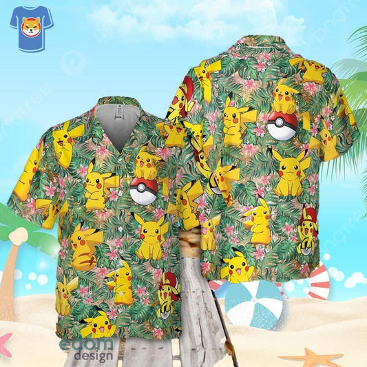 Pikachu Pkm Pattern 3D Hawaiian Shirt Summer Gift For Men And Women