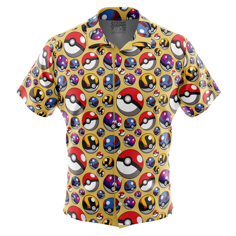 Poke Balls Pokemon Button Up Hawaiian Shirt