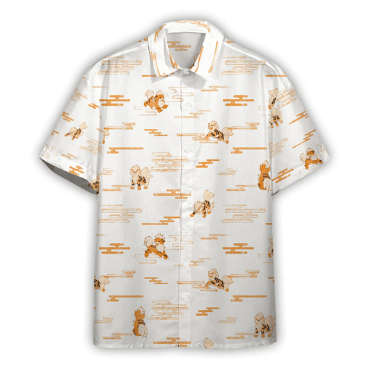 Pokemon Hawaiian Shirt Arcanine Evolution White Hawaii Shirt Pokemon