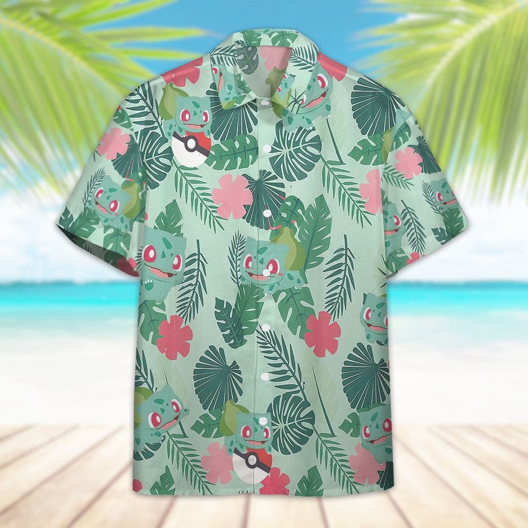 Pokemon Hawaiian Shirt Bulbasaur Tropical Green Hawaii Shirt Pokemon