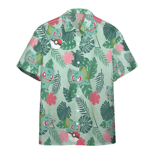 Pokemon Hawaiian Shirt Bulbasaur Tropical Green Hawaii Shirt Pokemon