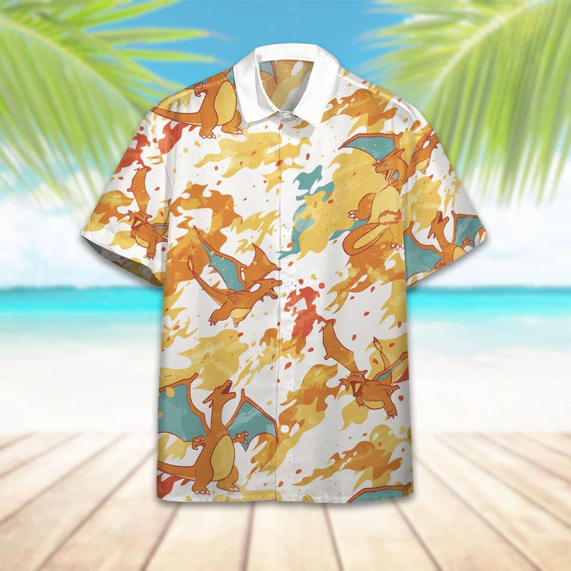 Pokemon Hawaiian Shirt Charizard Fire Hawaii Shirt Pokemon