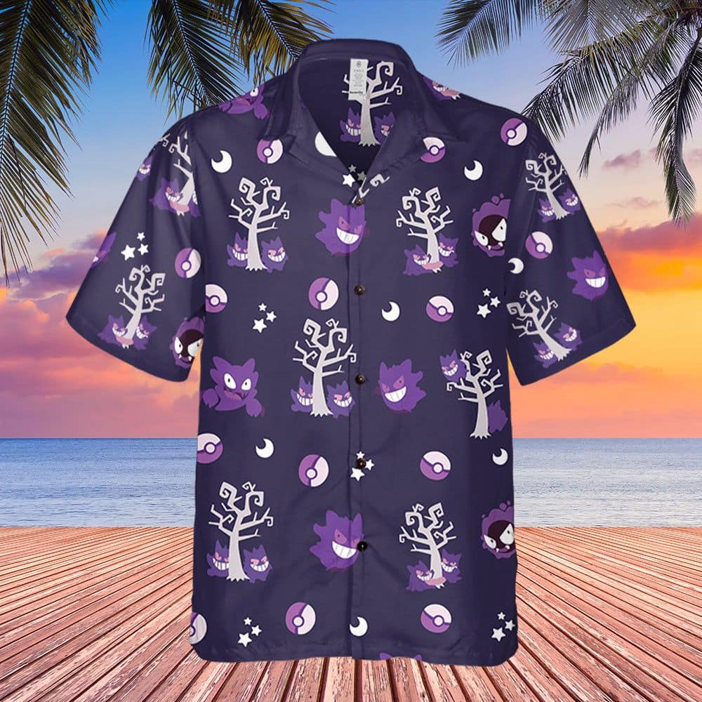 Pokemon Hawaiian Shirt Gengar Evolution Purple Hawaii Shirt Pokemon