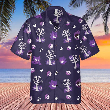 Pokemon Hawaiian Shirt Gengar Evolution Purple Hawaii Shirt Pokemon