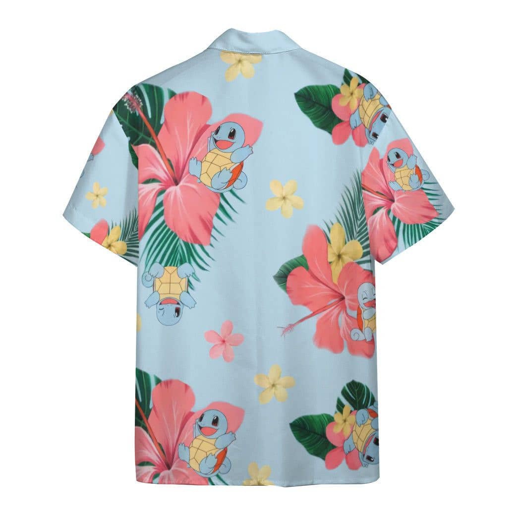 Pokemon Hawaiian Shirt Squirtle Tropical Flowers Hawaii Shirt Pokemon