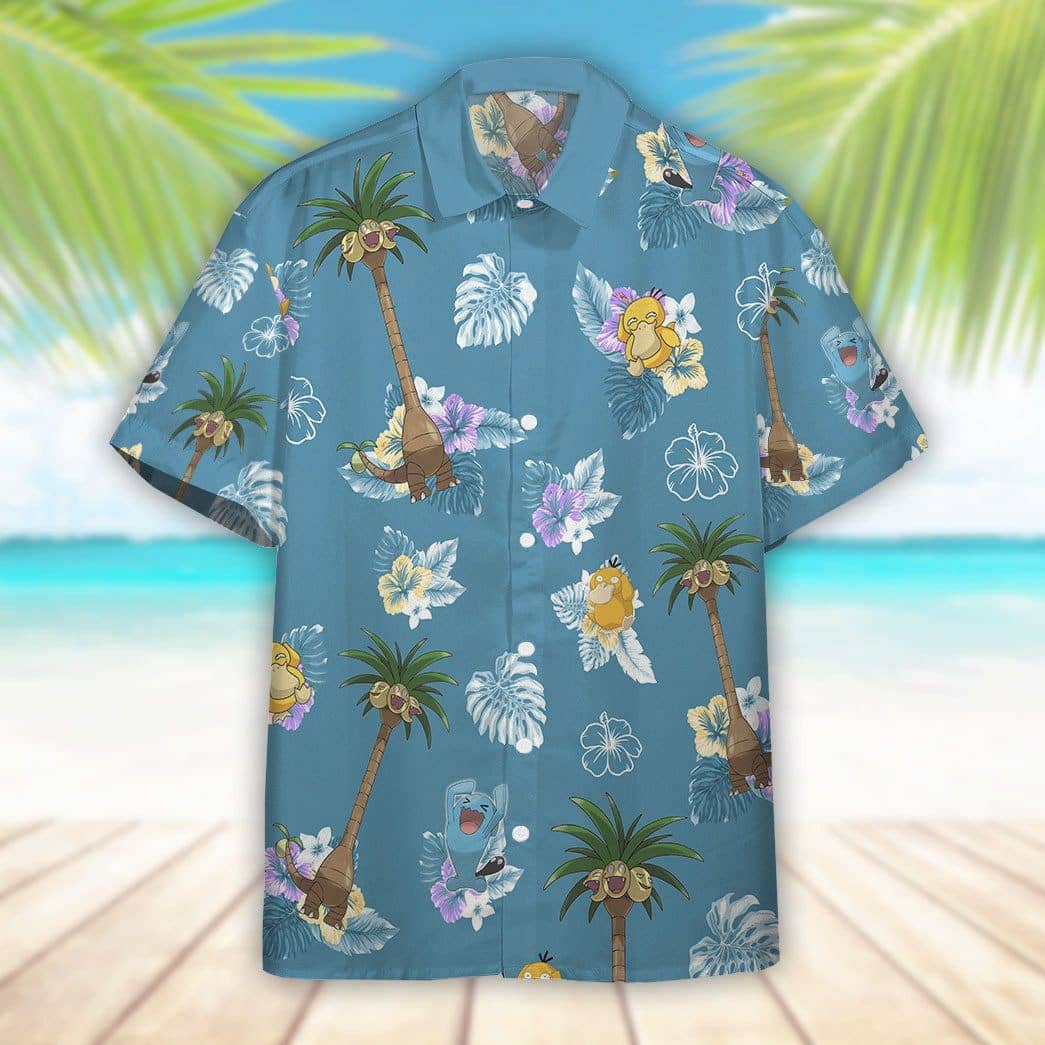 Pokemon Hawaiian Shirt Tropical Alolan Exeggutor Hawaii Shirt Pokemon