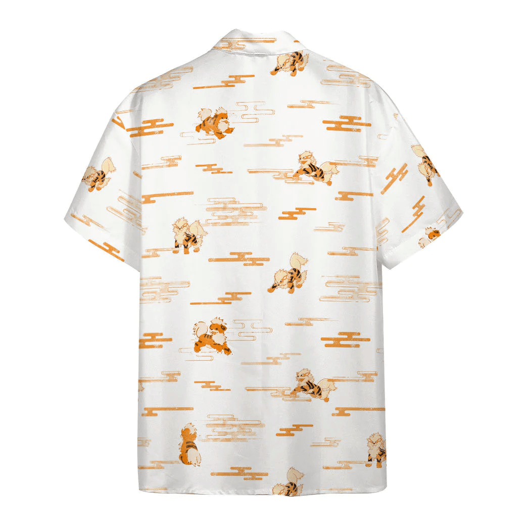 Pokemon Trendy Hawaiian Shirt Arcanine Evolution White Hawaii Shirt Pokemon