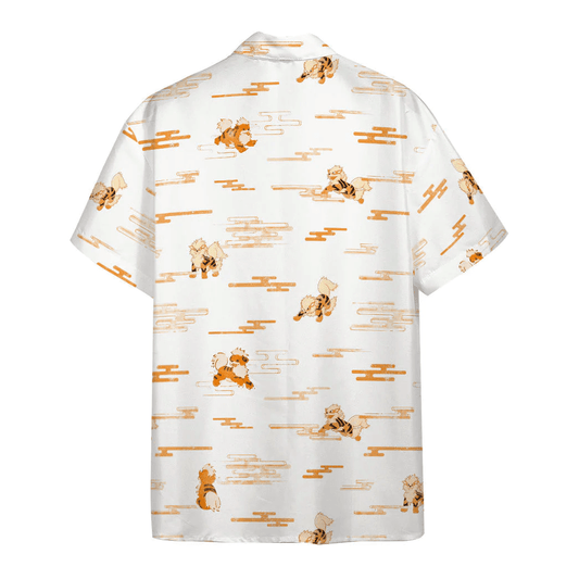 Pokemon Trendy Hawaiian Shirt Arcanine Evolution White Hawaii Shirt Pokemon