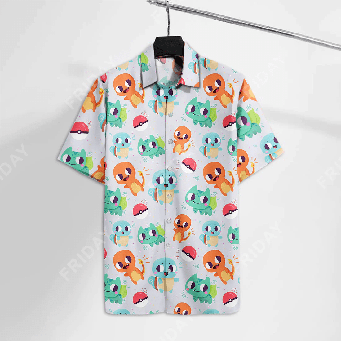 Pokemon Trendy Hawaiian Shirt Pokemon Charmander Bulbasaur Squirtle Chibi Cute Hawaii Pokemon Hawaii Shirt